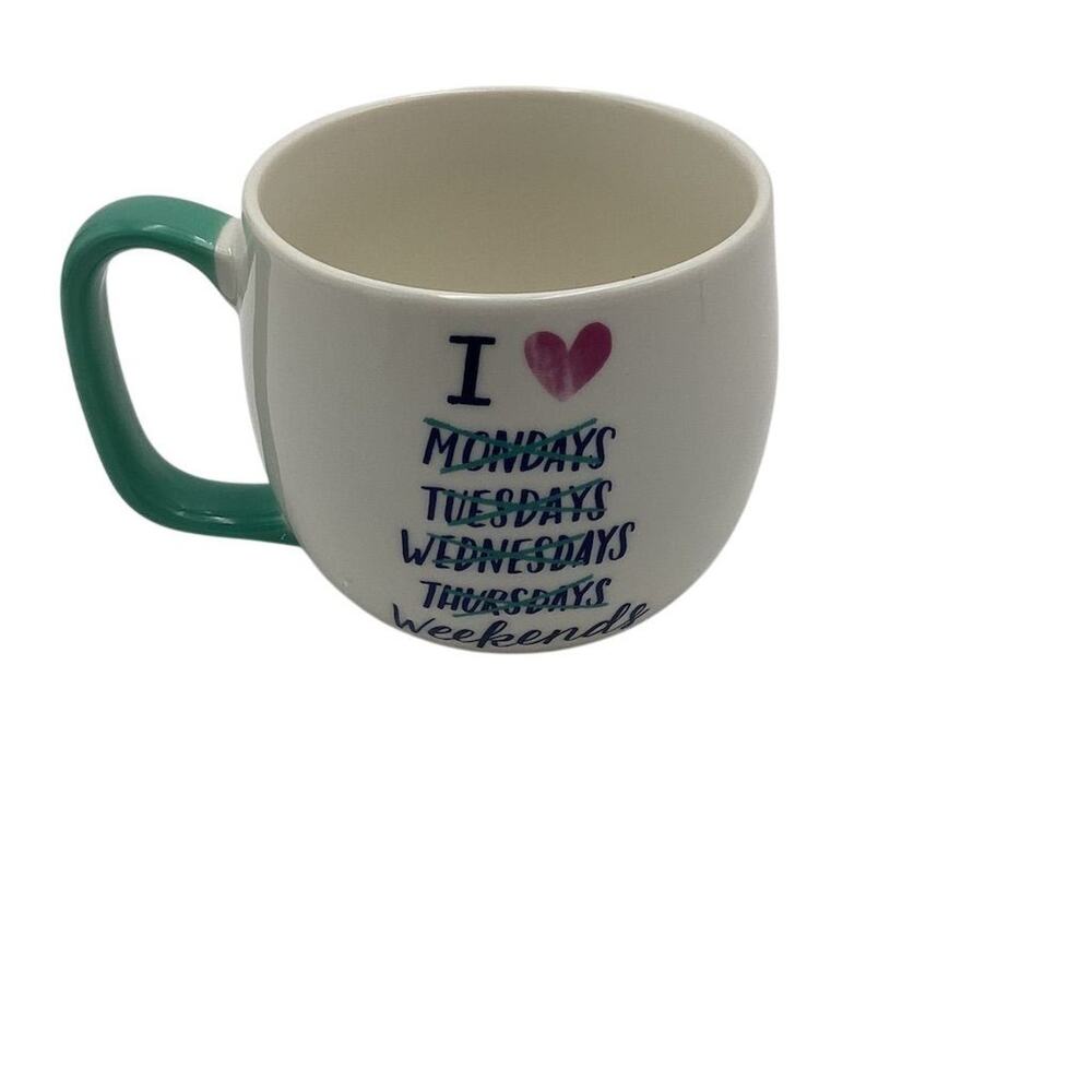 Threshold Porcelain Mug "I ❤️‎ Weekends" White Dishwasher Safe
